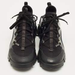 Pre Owned Dior Black Neoprene and PVC D-Connect Low Top Sneakers Size 38.5