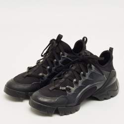 Pre Owned Dior Black Neoprene and PVC D-Connect Low Top Sneakers Size 38.5