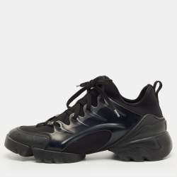 Pre Owned Dior Black Neoprene and PVC D-Connect Low Top Sneakers Size 38.5