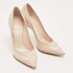 Pre Owned Dior Beige Patent Leather and Suede Pointed Toe Pumps Size 37