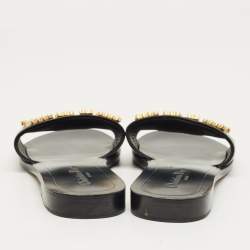 Pre Owned Dior Black Leather Dior Evolution Flat Slides Size 38