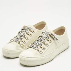 Pre Owned Dior White Canvas Walk'n'Dior Low Top Sneakers Size 35.5