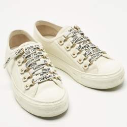 Pre Owned Dior White Canvas Walk'n'Dior Low Top Sneakers Size 35.5