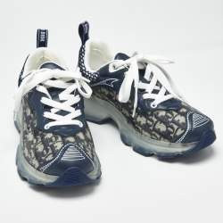 Pre Owned Dior Blue Oblique Fabric and Rubber Dior Vibe Sneakers Size 37.5