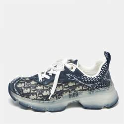 Pre Owned Dior Blue Oblique Fabric and Rubber Dior Vibe Sneakers Size 37.5