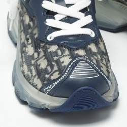 Pre Owned Dior Blue Oblique Fabric and Rubber Dior Vibe Sneakers Size 37.5
