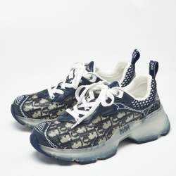 Pre Owned Dior Blue Oblique Fabric and Rubber Dior Vibe Sneakers Size 37.5