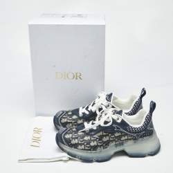Pre Owned Dior Blue Oblique Fabric and Rubber Dior Vibe Sneakers Size 37.5