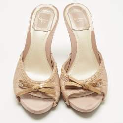 Pre Owned Dior Pink Leather Idyll Slide Sandals Size 37.5
