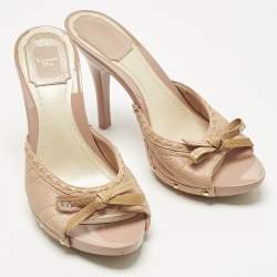 Pre Owned Dior Pink Leather Idyll Slide Sandals Size 37.5