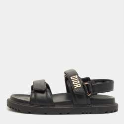 Pre Owned Dior Black Leather DiorAct Slingback Sandals Size 39.5