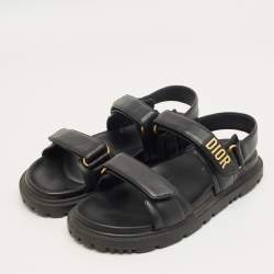 Pre Owned Dior Black Leather DiorAct Slingback Sandals Size 39.5