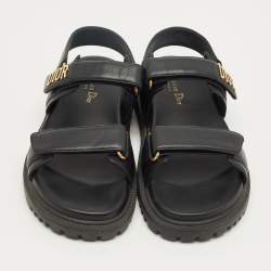 Pre Owned Dior Black Leather DiorAct Slingback Sandals Size 39.5
