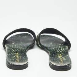 Pre Owned Dior Green Canvas Dway Flat Slides Size 38