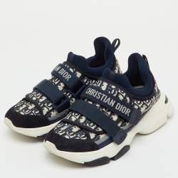 Pre Owned Dior Blue Oblique Neoprene and Suede D-Wander Sneakers Size 40.5