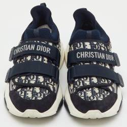 Pre Owned Dior Blue Oblique Neoprene and Suede D-Wander Sneakers Size 40.5
