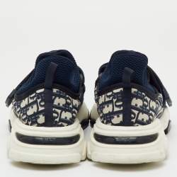 Pre Owned Dior Blue Oblique Neoprene and Suede D-Wander Sneakers Size 40.5