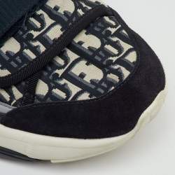 Pre Owned Dior Blue Oblique Neoprene and Suede D-Wander Sneakers Size 40.5