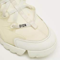 Pre Owned Dior White Fabric and PVC D-Connect Lace Up Sneakers Size 37