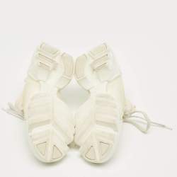 Pre Owned Dior White Fabric and PVC D-Connect Lace Up Sneakers Size 37