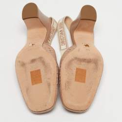 Pre Owned Dior Beige Cannage Fabric D-moi Slingback Pumps Size 38.5