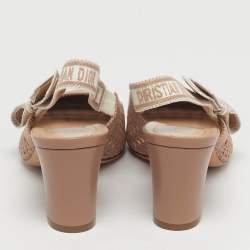 Pre Owned Dior Beige Cannage Fabric D-moi Slingback Pumps Size 38.5