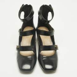 Pre Owned Dior Black Leather Baby-D Mary Jane Pumps Size 37.5