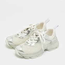 Pre Owned Dior White/Silver Mesh and Leather Vibe Sneaker Size 36
