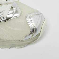 Pre Owned Dior White/Silver Mesh and Leather Vibe Sneaker Size 36