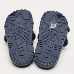 Pre Owned Dior Navy Blue Shearling Dway Flat Slides Size 36