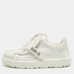 Pre Owned Dior White Leather and Rubber Dior ID Lace Up Sneakers Size 36