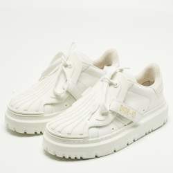 Pre Owned Dior White Leather and Rubber Dior ID Lace Up Sneakers Size 36