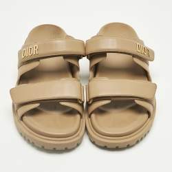 Pre Owned Dior Brown Leather DiorAct Flat Sandals Size 40