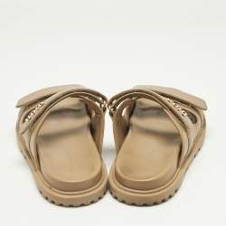 Pre Owned Dior Brown Leather DiorAct Flat Sandals Size 40