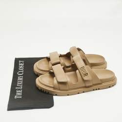 Pre Owned Dior Brown Leather DiorAct Flat Sandals Size 40