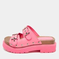 Pre Owned Dior Pink Leather Diorquake Platform Sandals Size 39