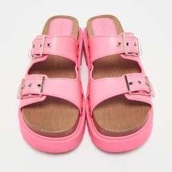 Pre Owned Dior Pink Leather Diorquake Platform Sandals Size 39