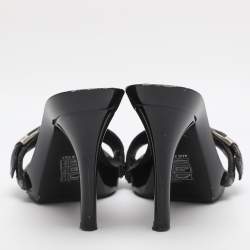 Pre Owned Dior Black Canvas And Leather Buckle Open Toe Sandals Size 35