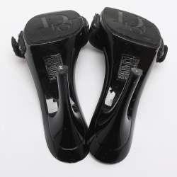 Pre Owned Dior Black Canvas And Leather Buckle Open Toe Sandals Size 35