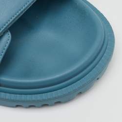 Pre Owned Dior Blue Leather Dioriviera Dioract Slide Sandals Size 38.5