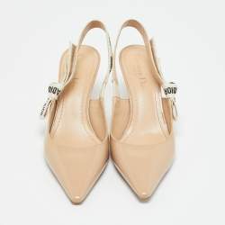 Pre Owned Dior Beige Fabric and Patent Leather J'Adior Pumps Size 37.5