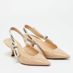 Pre Owned Dior Beige Fabric and Patent Leather J'Adior Pumps Size 37.5