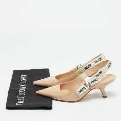 Pre Owned Dior Beige Fabric and Patent Leather J'Adior Pumps Size 37.5