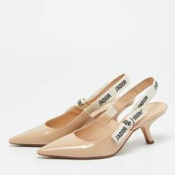 Pre Owned Dior Beige Fabric and Patent Leather J'Adior Pumps Size 37.5