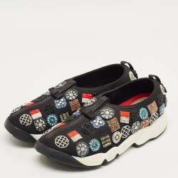 Pre Owned Dior Black Mesh Embellished Fusion Sneakers Size 38