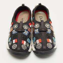 Pre Owned Dior Black Mesh Embellished Fusion Sneakers Size 38