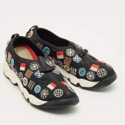 Pre Owned Dior Black Mesh Embellished Fusion Sneakers Size 38