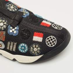 Pre Owned Dior Black Mesh Embellished Fusion Sneakers Size 38