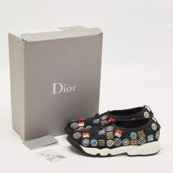 Pre Owned Dior Black Mesh Embellished Fusion Sneakers Size 38