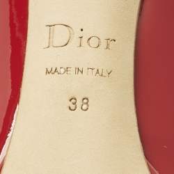 Pre Owned Dior Red Patent Leather Miss Dior Peep Toe Pumps Size 38